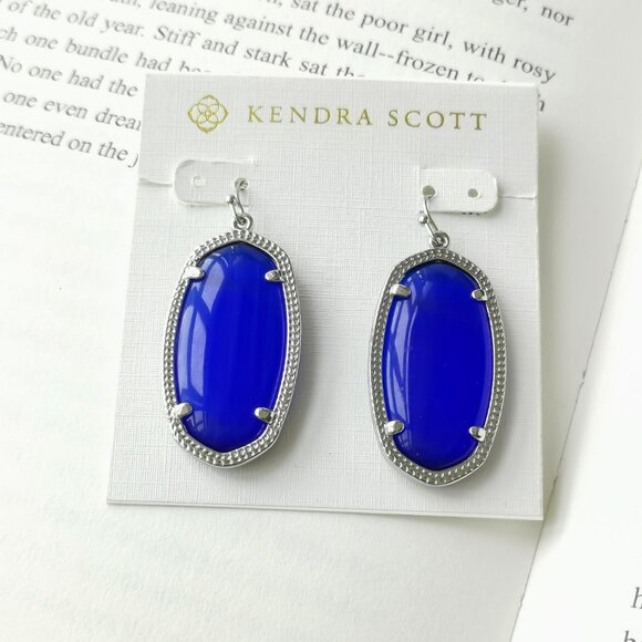 Kendra Scott Jewelry - NEW KENDRA SCOTT Elle Cobalt Cat's Eye Silver Earrings AUTHENTIC